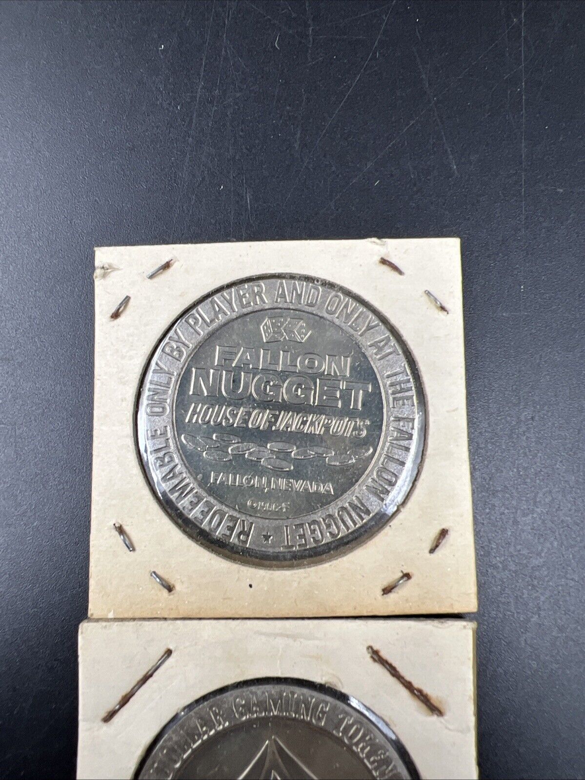 Lot of 2 Specimine / Proof Casino Tokens Fallon Nugget & El Cortez