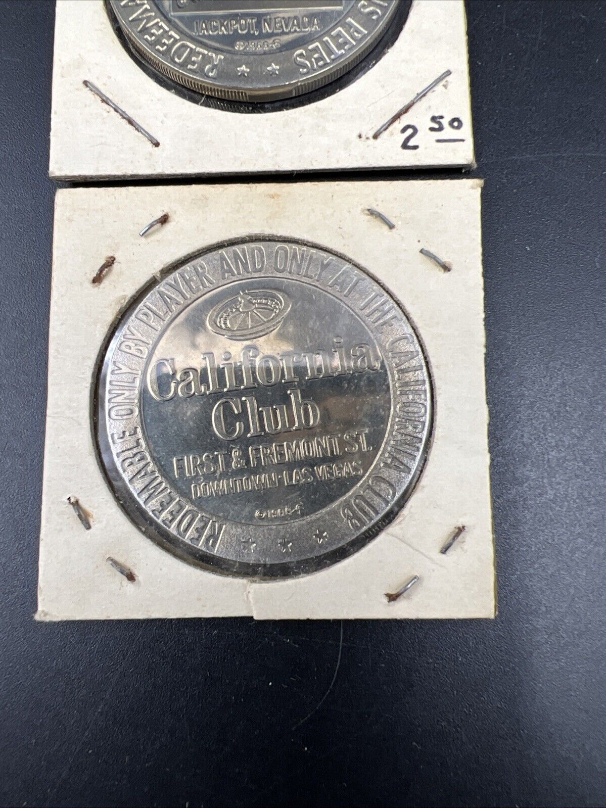 Lot of 2 Specimine Proof Casino Tokens Cal Bear California Club & Cactus Pete's