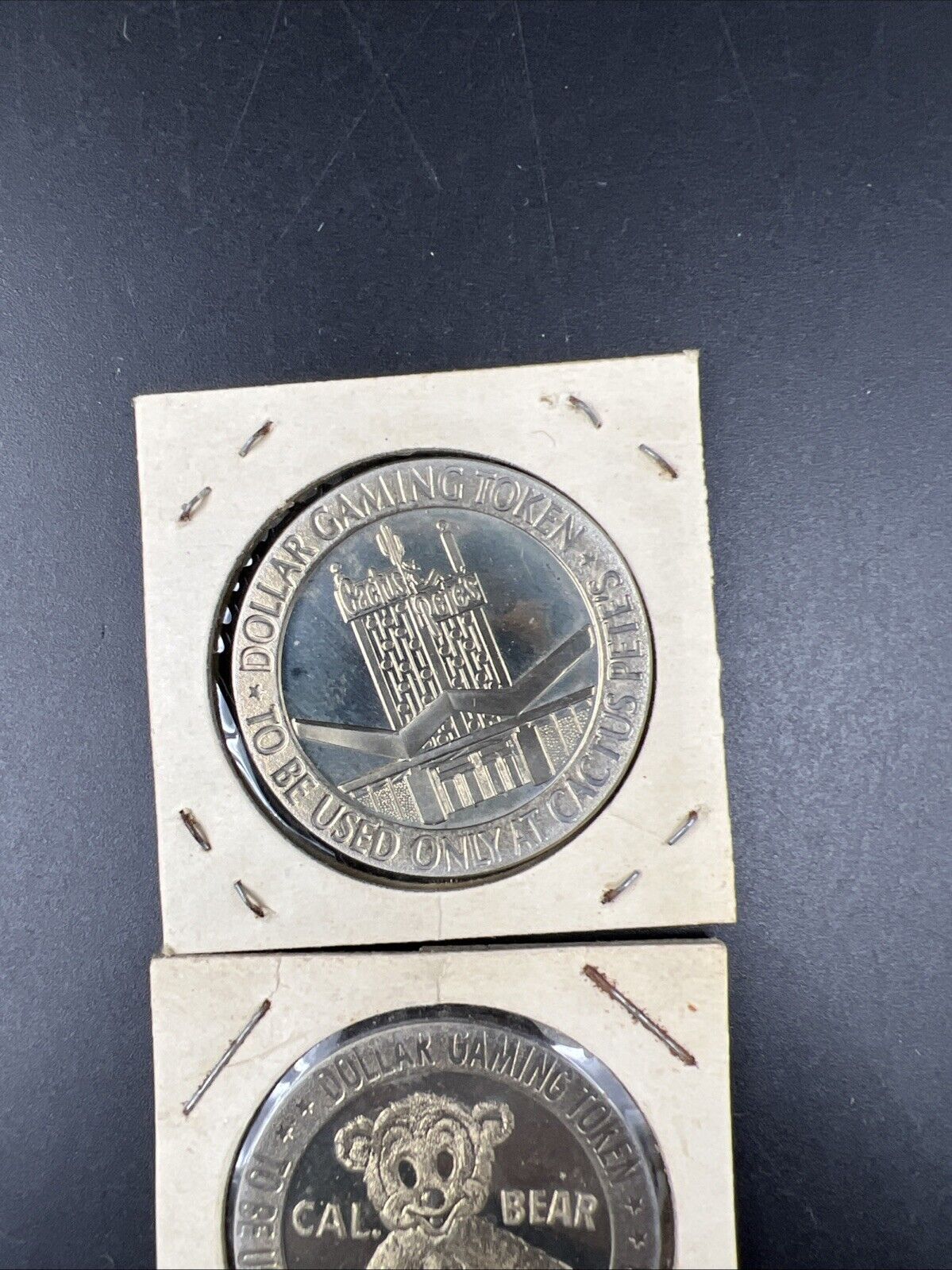 Lot of 2 Specimine Proof Casino Tokens Cal Bear California Club & Cactus Pete's