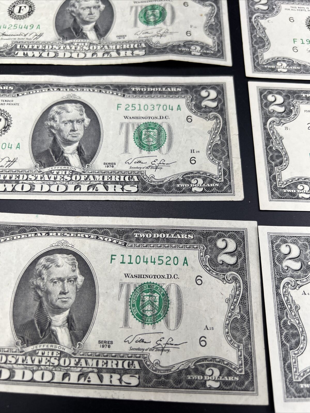 11 Note $2 Two Dollar Bill Collector's Set Years 1976 1995 2003 FRNs VF+ Circ #P