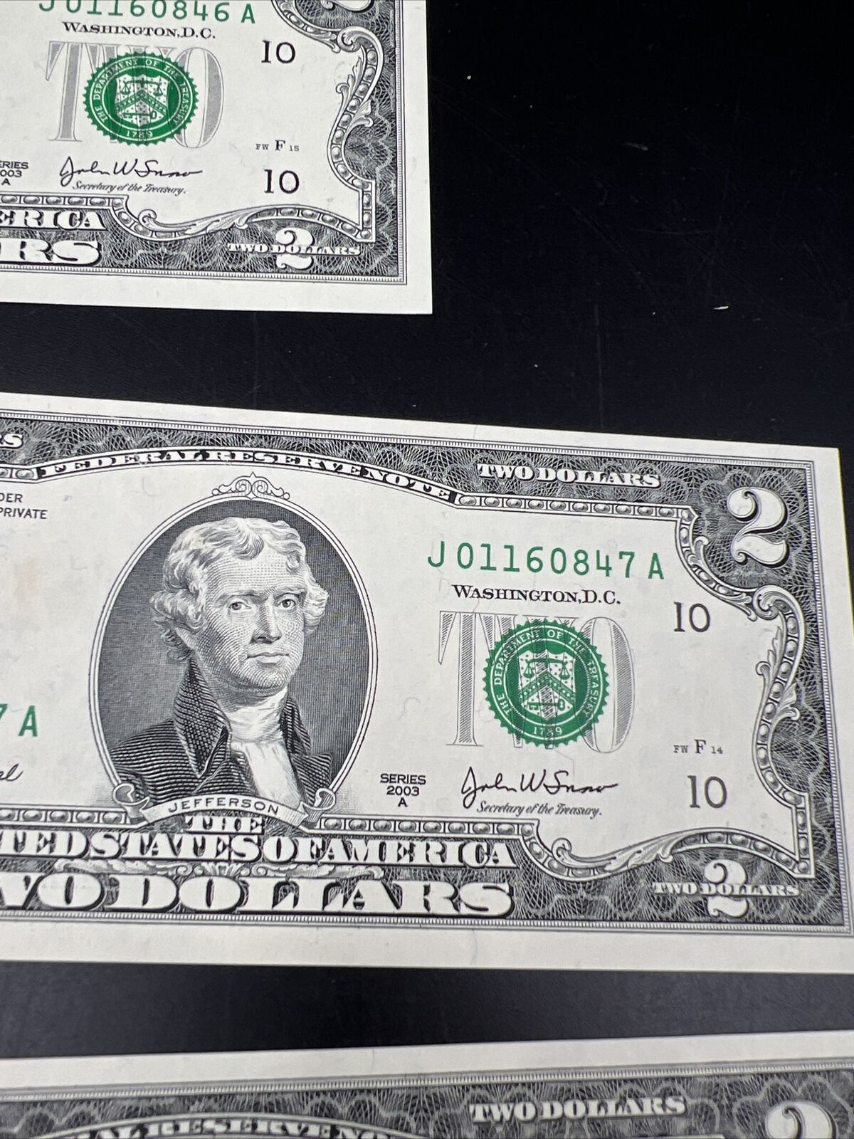 11 Note $2 Two Dollar Bill Collector's Set Years 1976 1995 2003 FRNs VF+ Circ #P