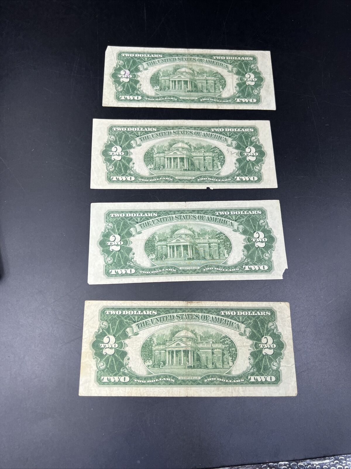 4 Note Set A B C 1953 $2 Two Dollar Legal Tender Bills Set Avg Circ #9630
