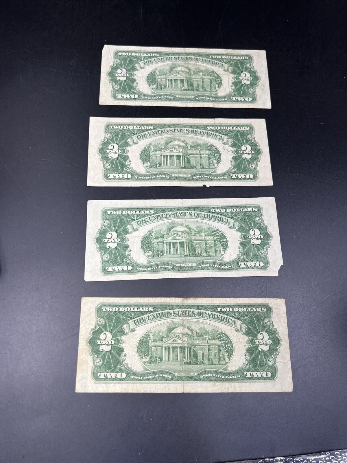 4 Note Set A B C 1953 $2 Two Dollar Legal Tender Bills Set Avg Circ #9630