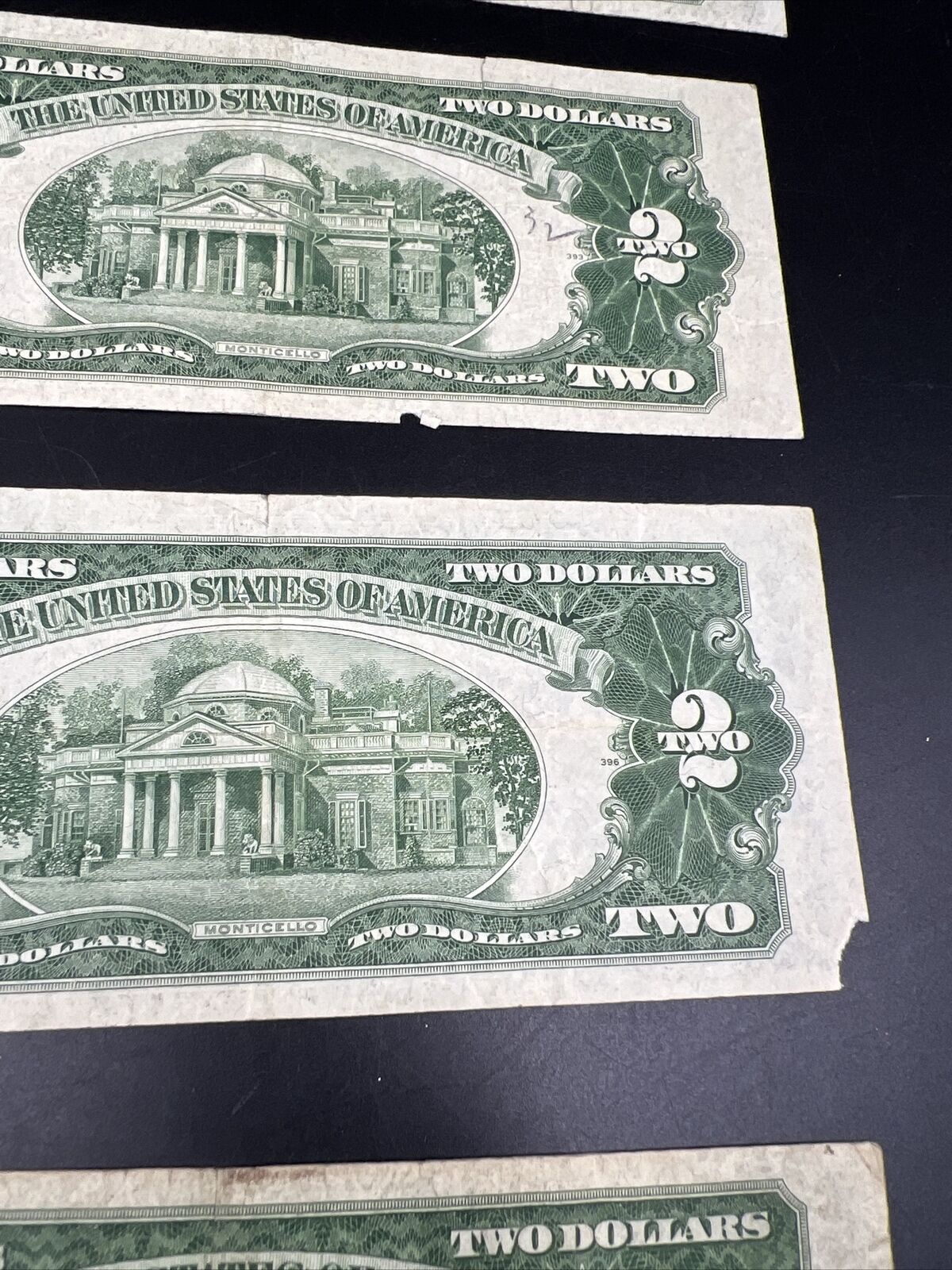4 Note Set A B C 1953 $2 Two Dollar Legal Tender Bills Set Avg Circ #9630