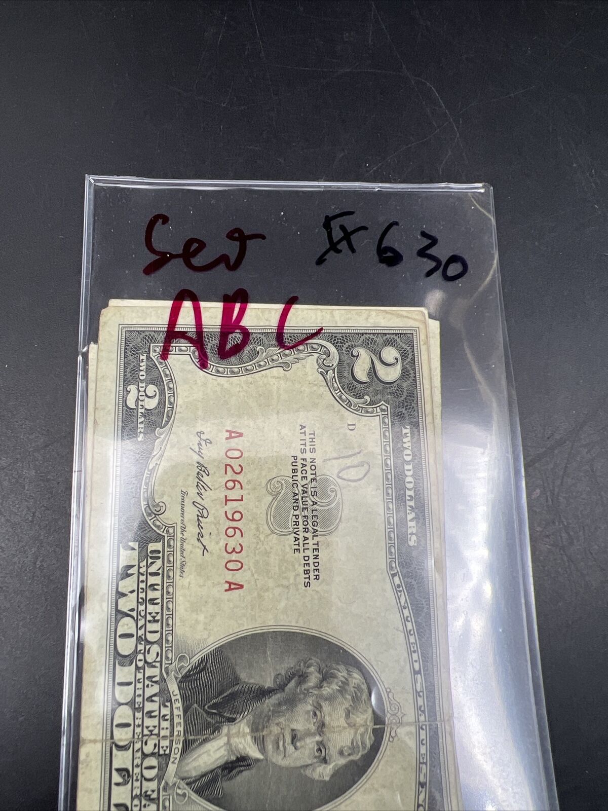 4 Note Set A B C 1953 $2 Two Dollar Legal Tender Bills Set Avg Circ #9630