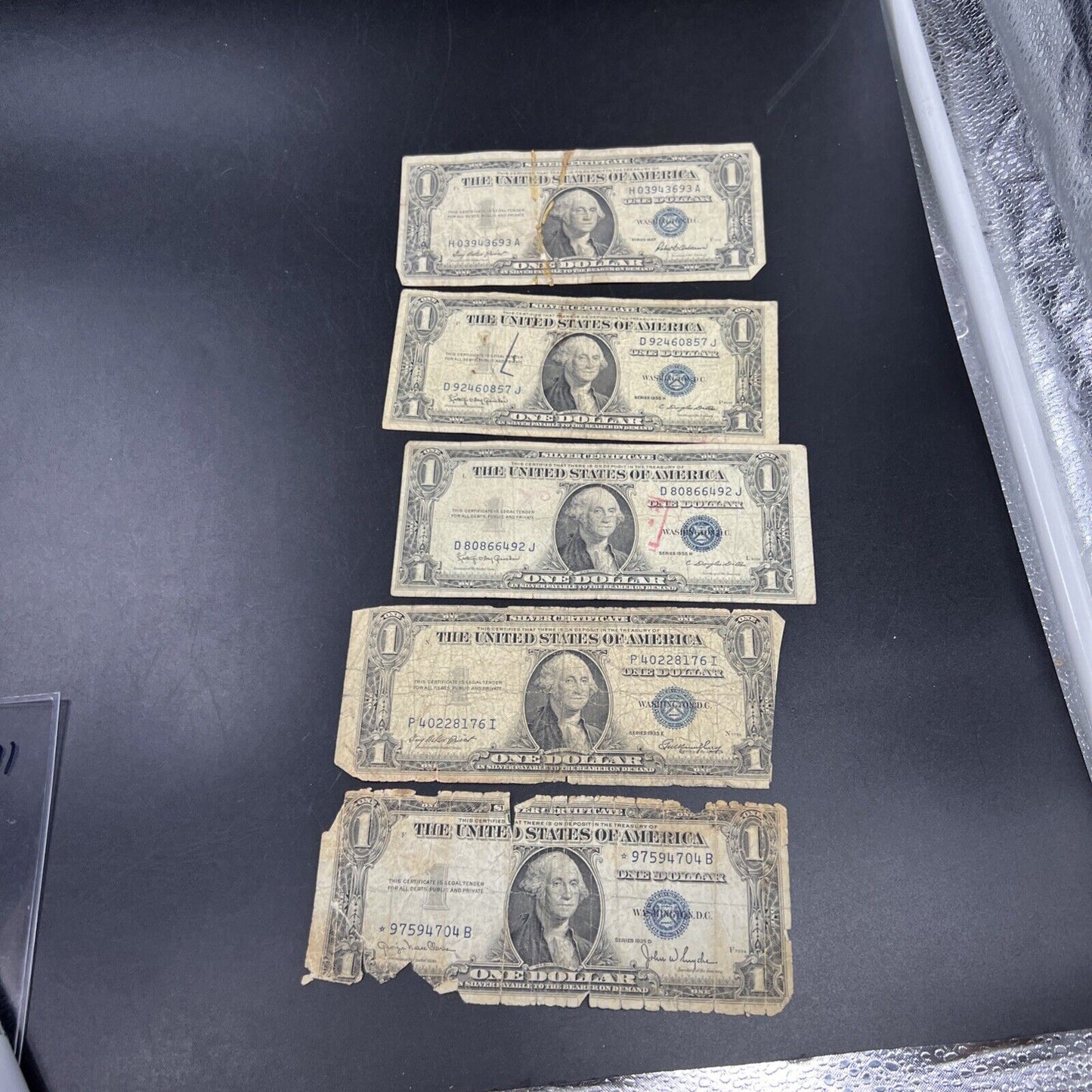 Lot of 5 Cull Very Circulated Small $1 One Dollar Blue Seal Silver Certificates