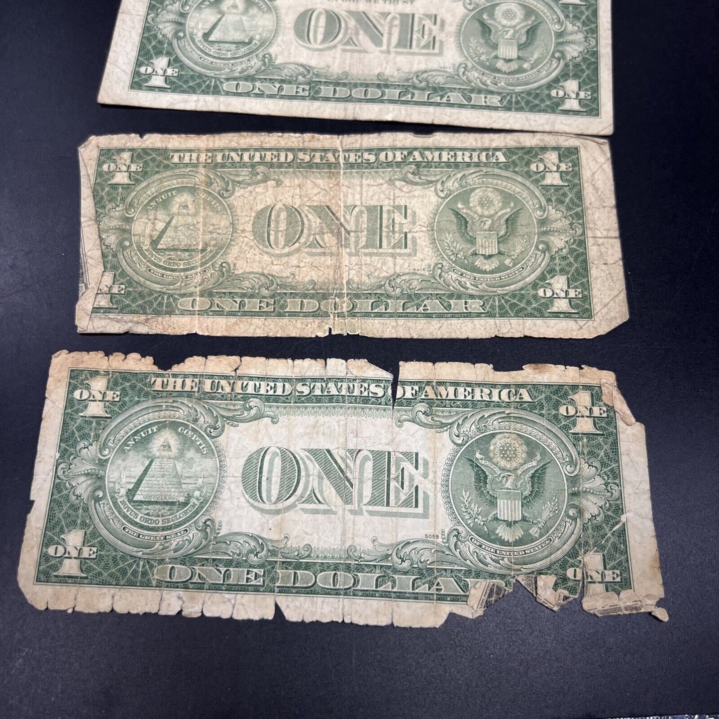 Lot of 5 Cull Very Circulated Small $1 One Dollar Blue Seal Silver Certificates