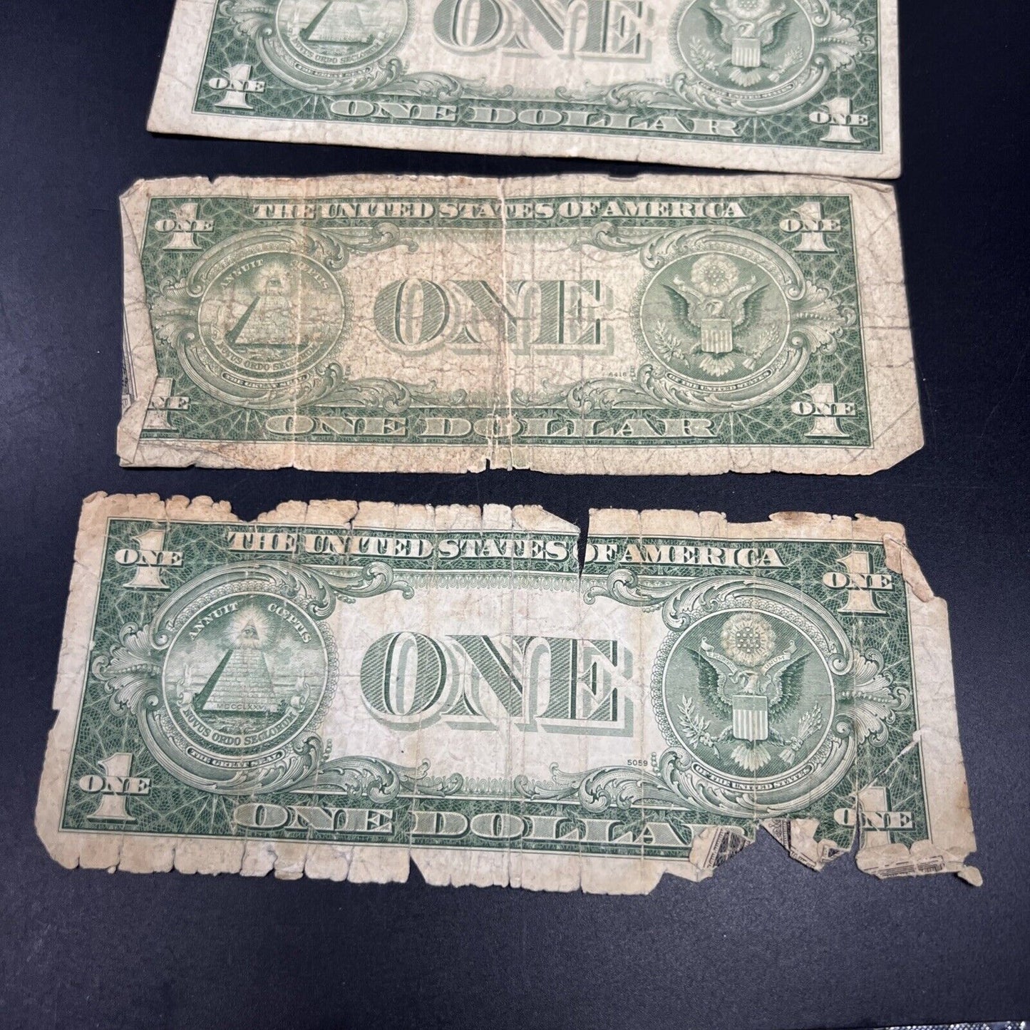 Lot of 5 Cull Very Circulated Small $1 One Dollar Blue Seal Silver Certificates