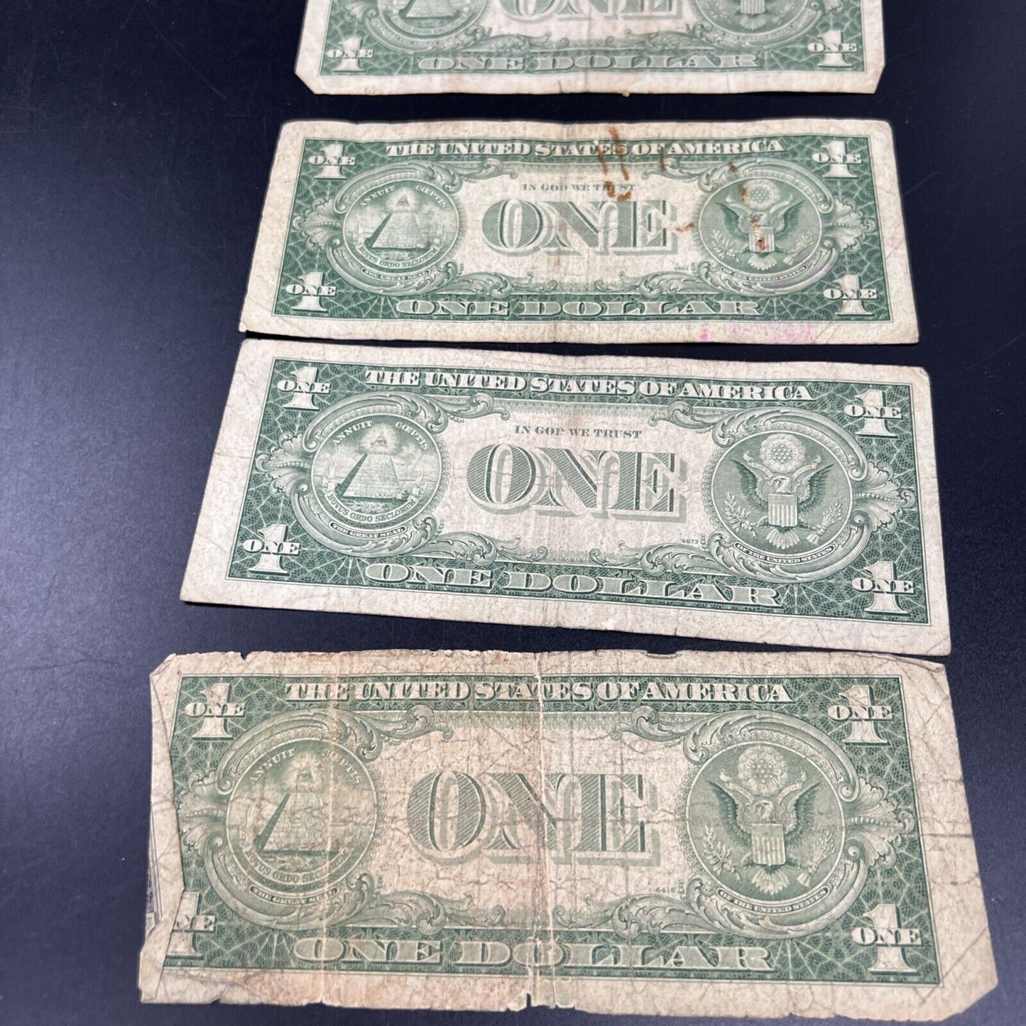 Lot of 5 Cull Very Circulated Small $1 One Dollar Blue Seal Silver Certificates
