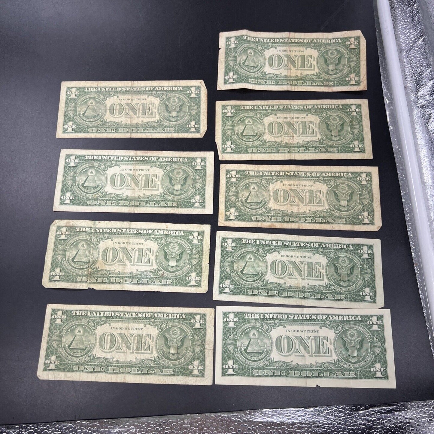 Lot of 9 1957 $1 One Dollar Blue Seal Silver Certificates Average Circulated #7A