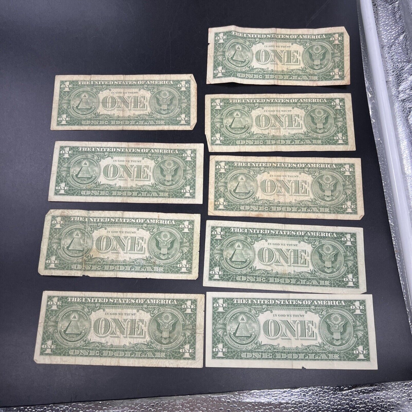 Lot of 9 1957 $1 One Dollar Blue Seal Silver Certificates Average Circulated #7A