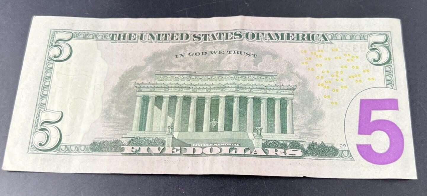 2017 A * Star $5 FRN Federal Reserve Note Bill VG / Fine Circ
