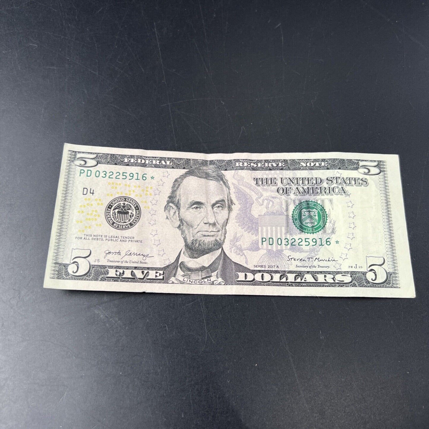 2017 A * Star $5 FRN Federal Reserve Note Bill VG / Fine Circ