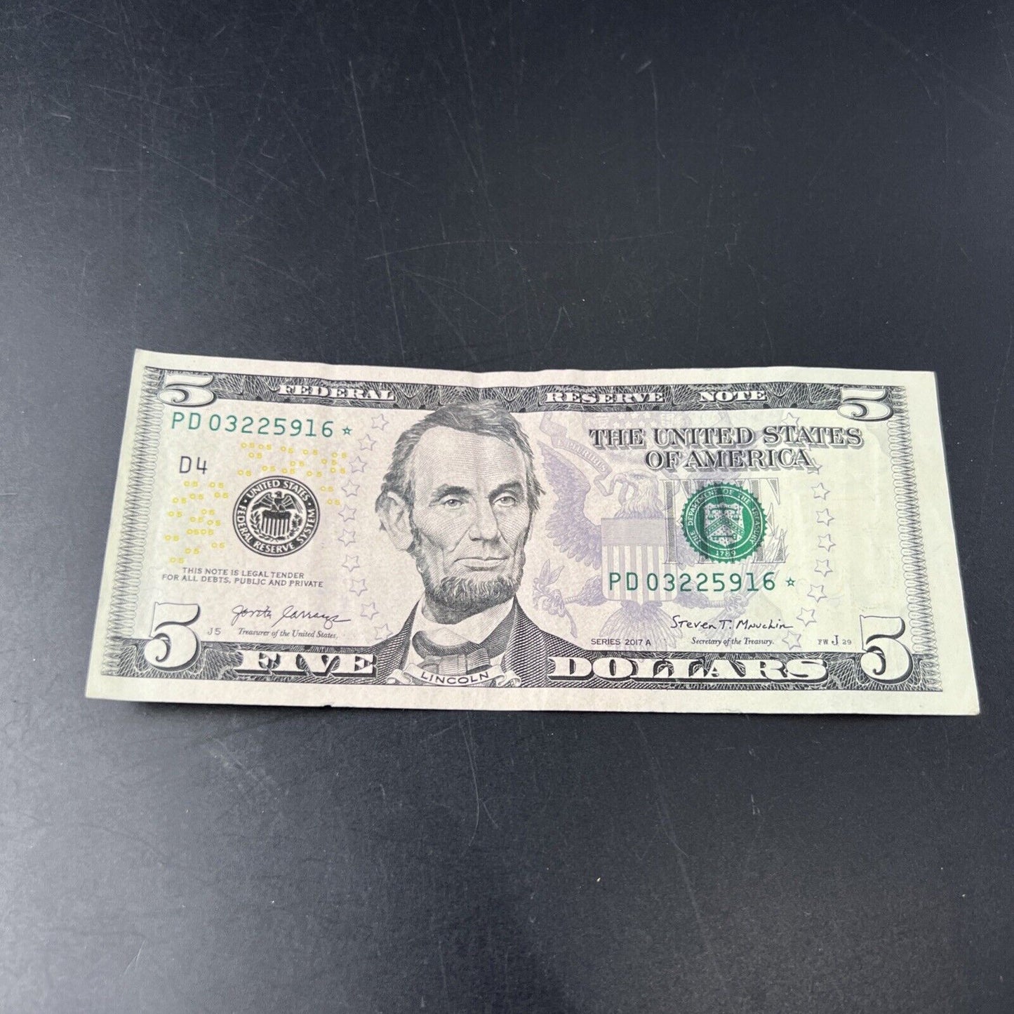 2017 A * Star $5 FRN Federal Reserve Note Bill VG / Fine Circ