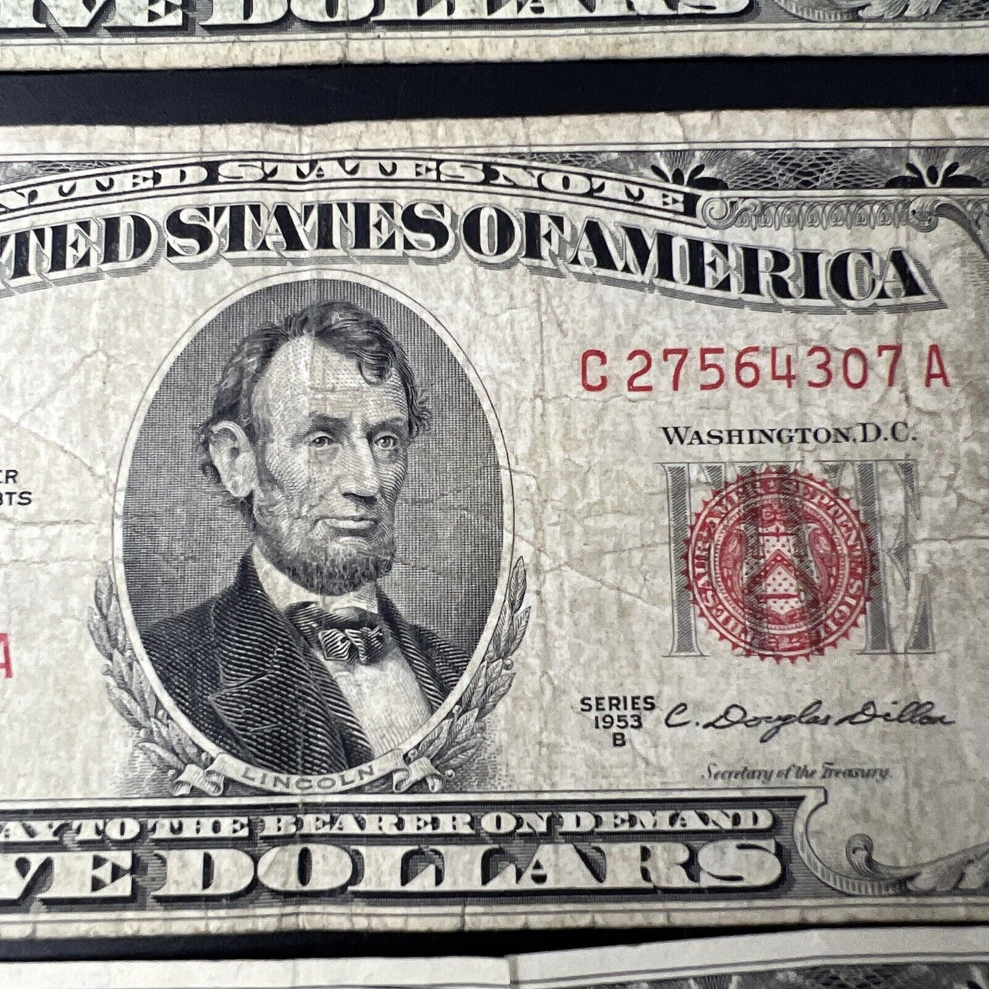 5 Note Set 1953 A B C + 1963 $5 Five Dollar Legal Tender Note Bill Collection