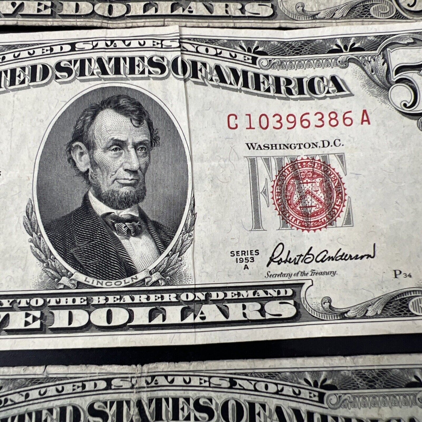5 Note Set 1953 A B C + 1963 $5 Five Dollar Legal Tender Note Bill Collection