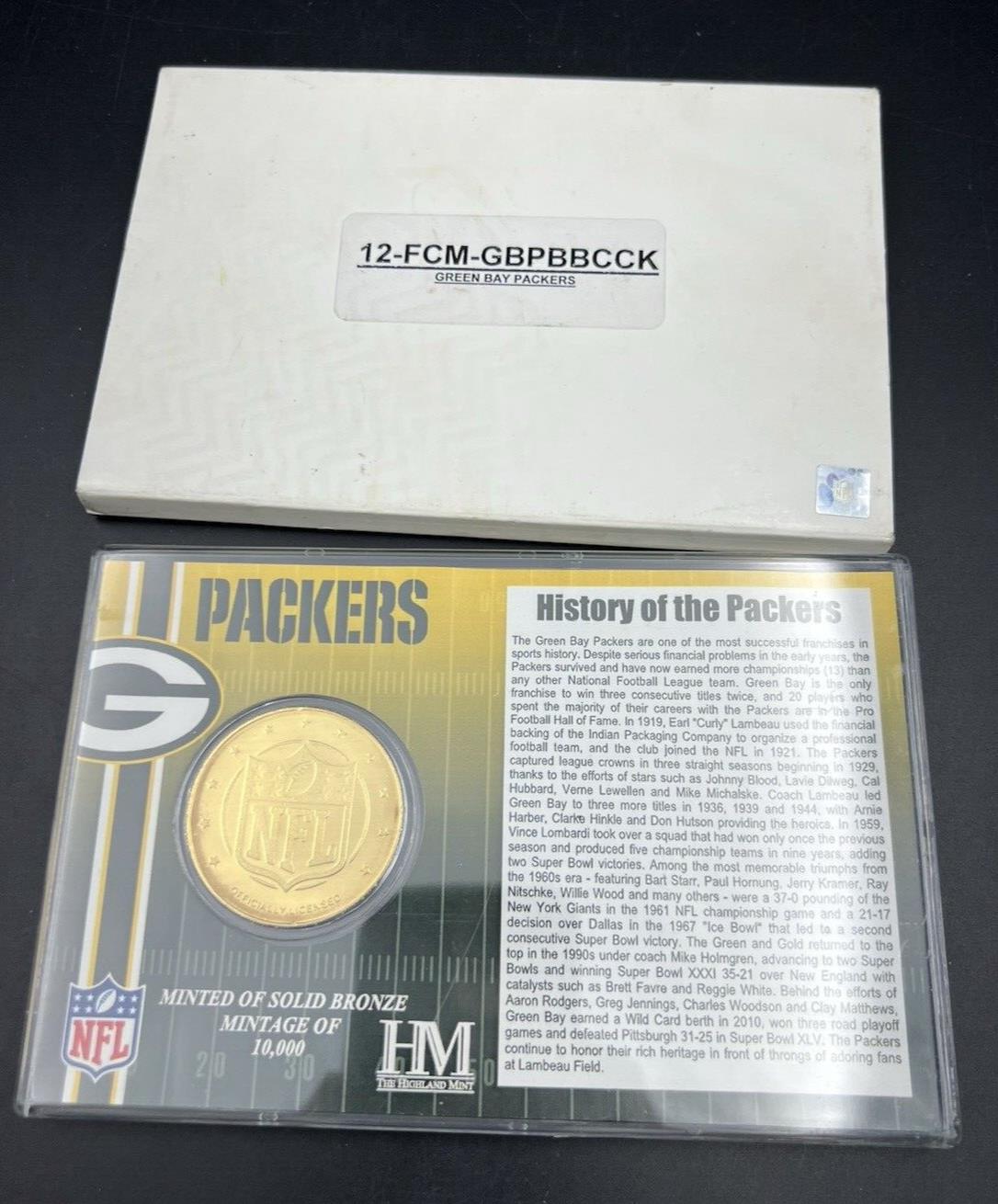Green Bay Packers 1921 Inaugural Season Bronze Medal NFL Licensed Coin