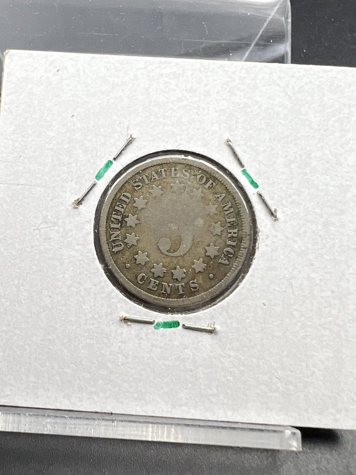 1867 5c No Rays Shield Nickel Coin Choice AG About Good / Good Circ