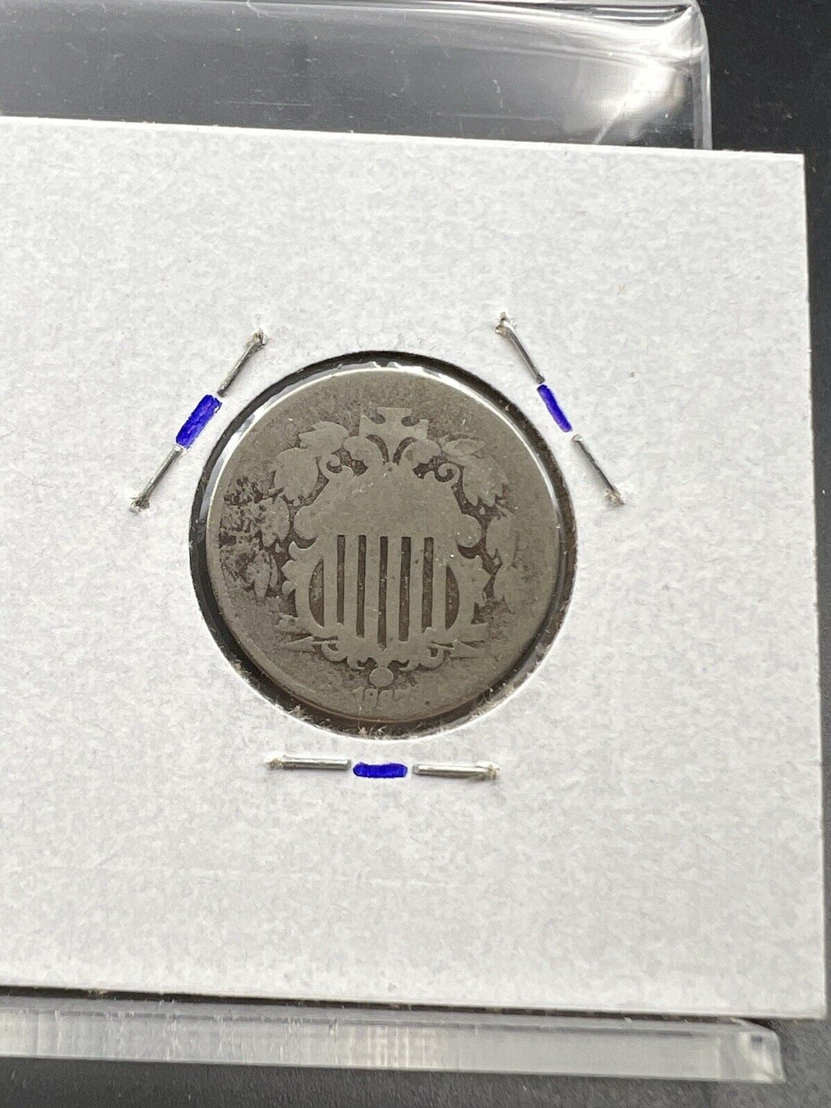 1867 5c No Rays Shield Nickel Coin Fair / AG Very Circulated