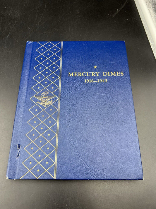 74 Coin Partial Starter Mercury Silver Dime Set 1916-1945 Circulated in Album