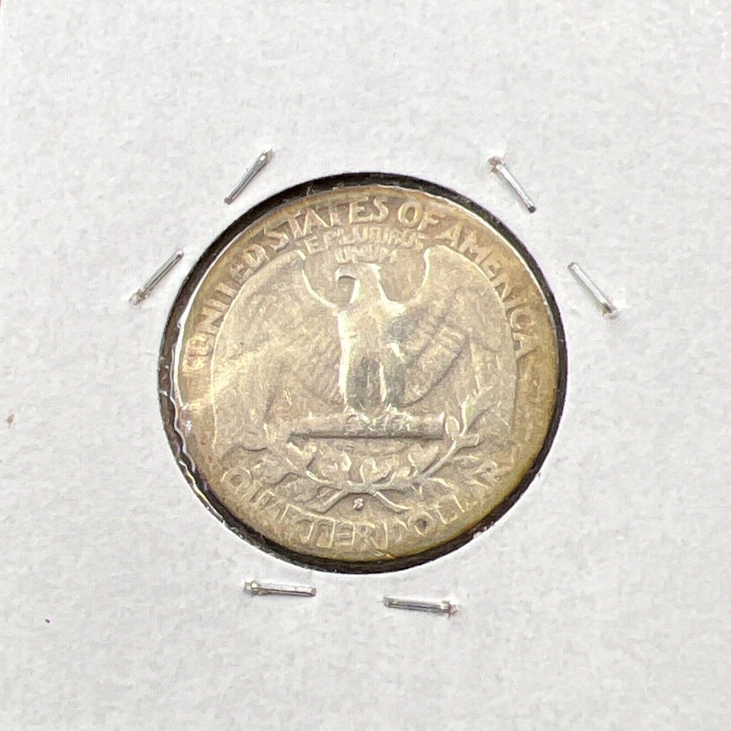 1938 S 25c Washington Silver Quarter Coin VG Very Good / Fine Circ Halo Toning