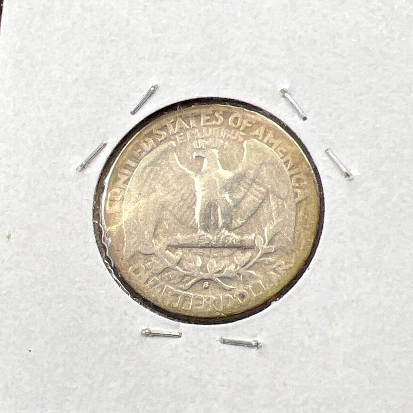 1938 S 25c Washington Silver Quarter Coin VG Very Good / Fine Circ Halo Toning