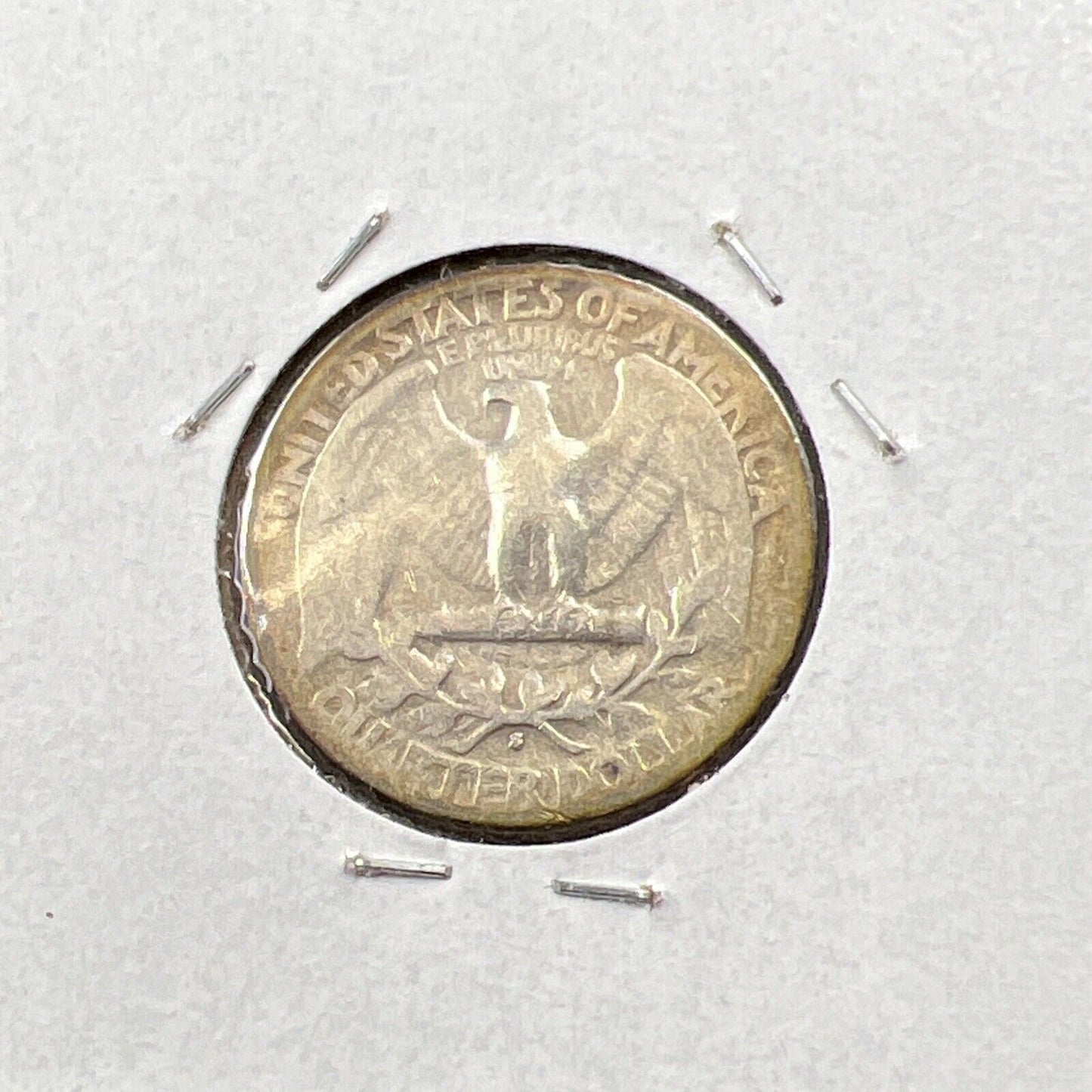 1938 S 25c Washington Silver Quarter Coin VG Very Good / Fine Circ Halo Toning