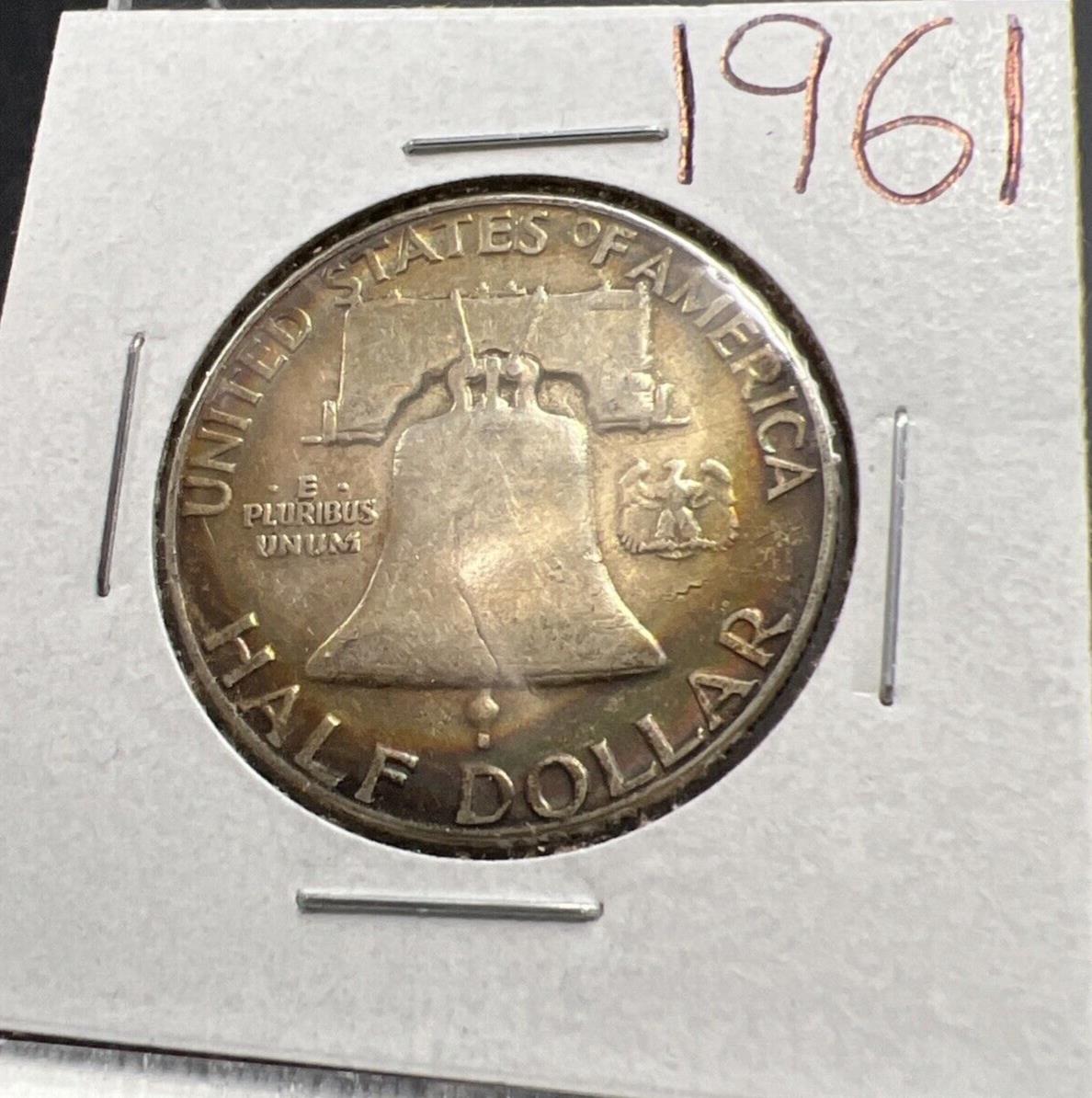 1961 P Franklin Half Dollar VF Circ Neat Toning Reverse #A