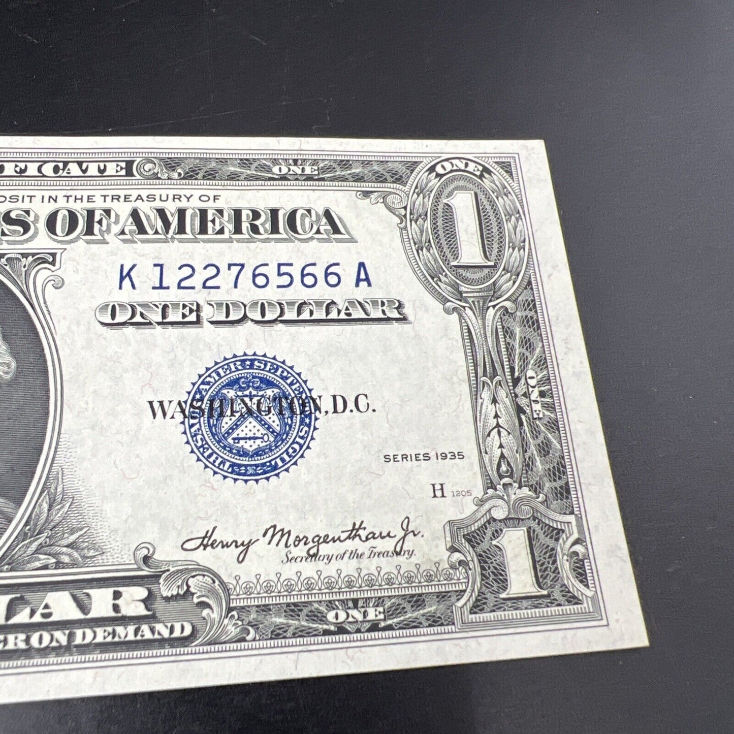 1935 Double Date Blue Seal Silver Certificate Note Blue Seal Choice UNC KA Block
