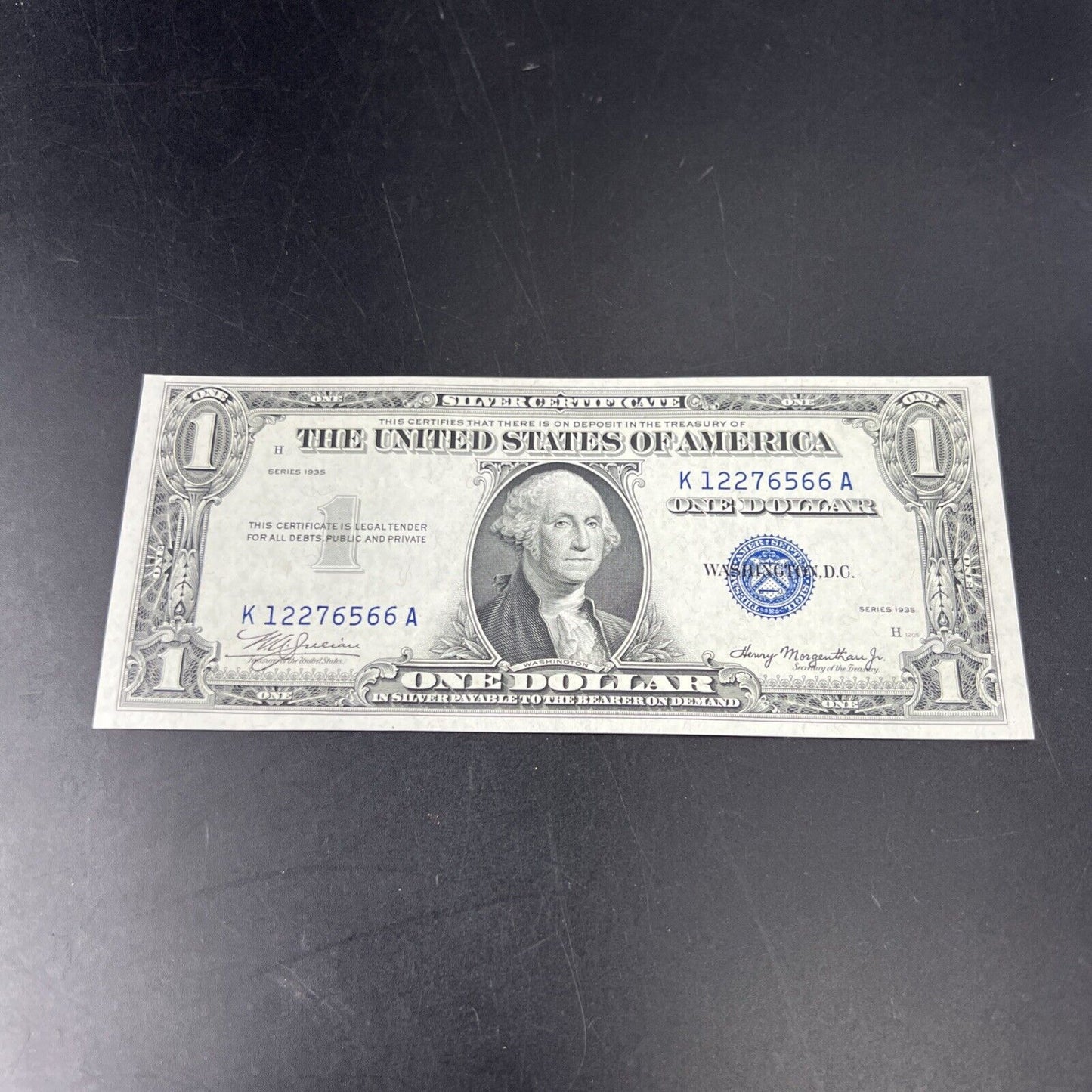 1935 Double Date Blue Seal Silver Certificate Note Blue Seal Choice UNC KA Block