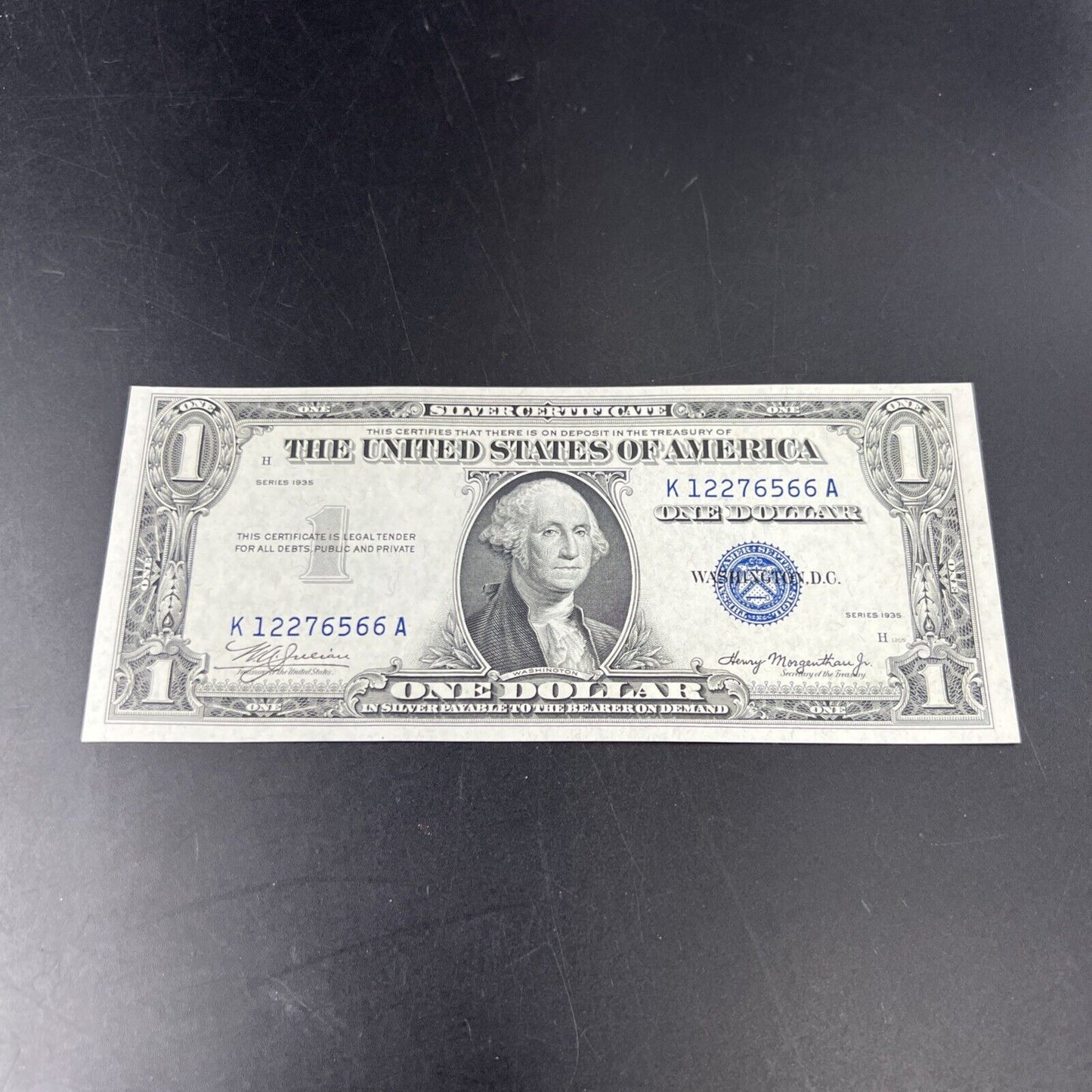 1935 Double Date Blue Seal Silver Certificate Note Blue Seal Choice UNC KA Block