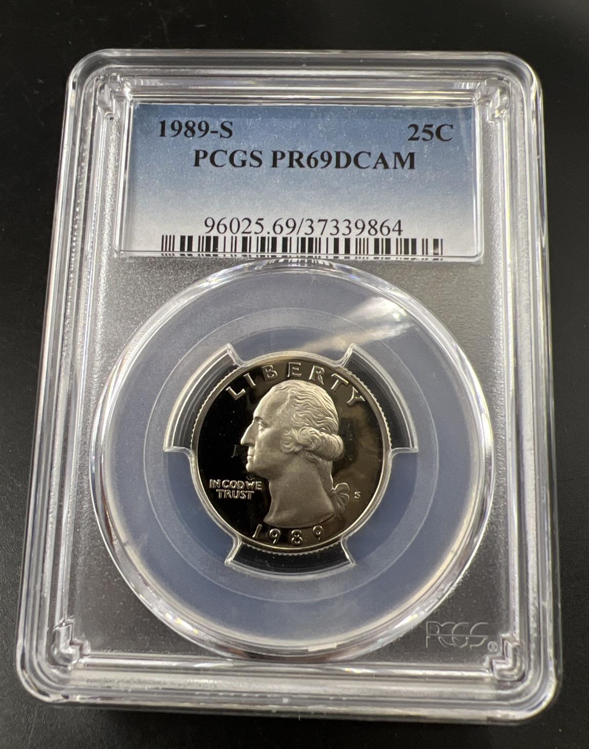 1989 S 25c Clad Copper Nickel Washington Quarter Coin PCGS PR69 DCAM #864