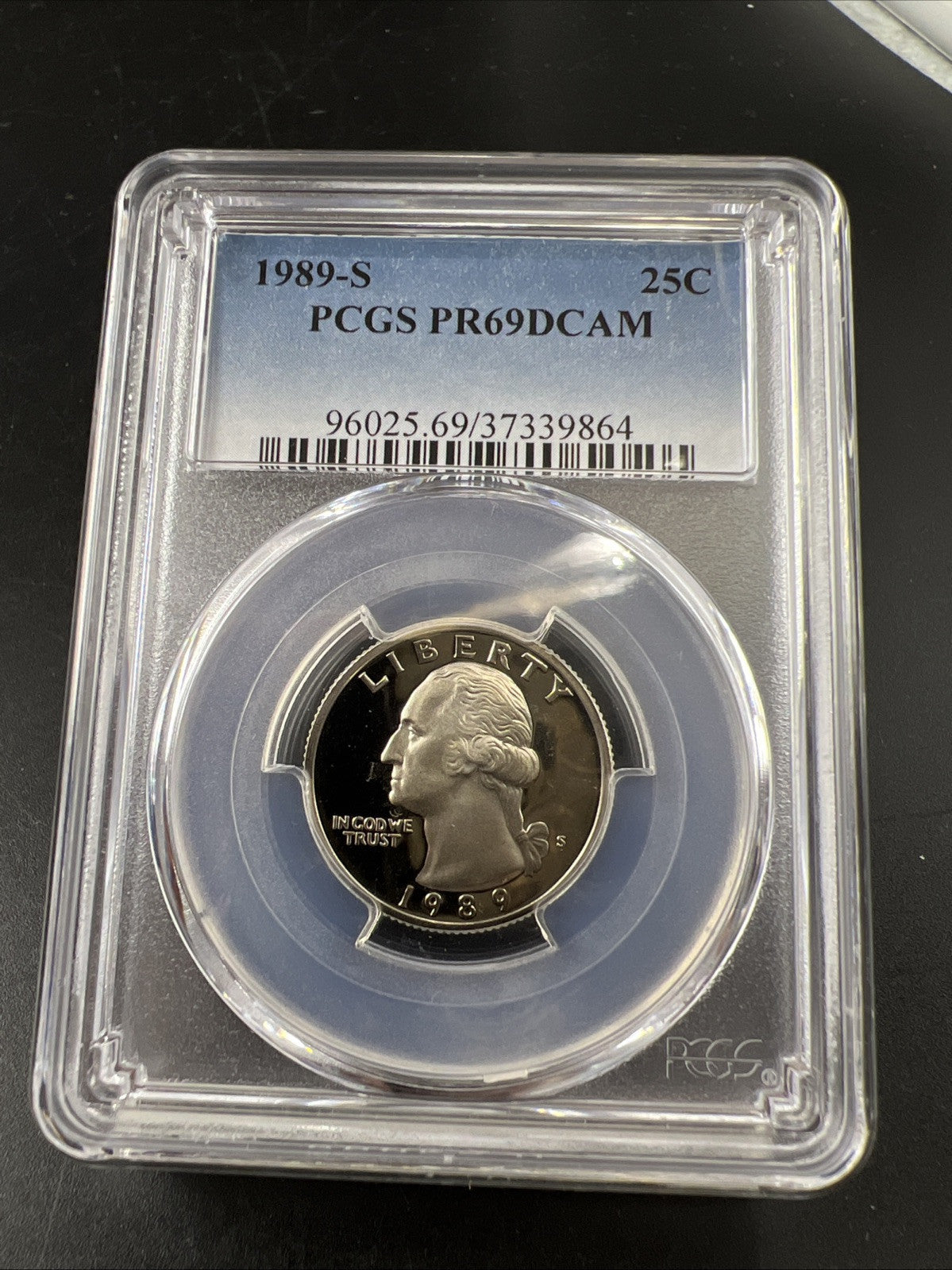 1989 S 25c Clad Copper Nickel Washington Quarter Coin PCGS PR69 DCAM #864