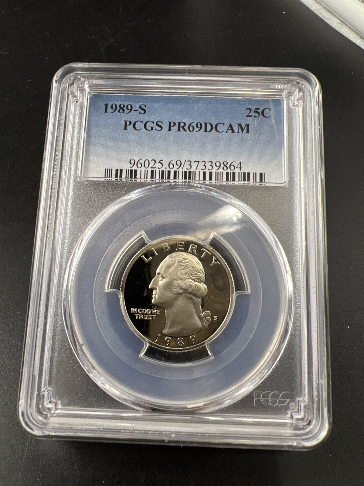 1989 S 25c Clad Copper Nickel Washington Quarter Coin PCGS PR69 DCAM #864
