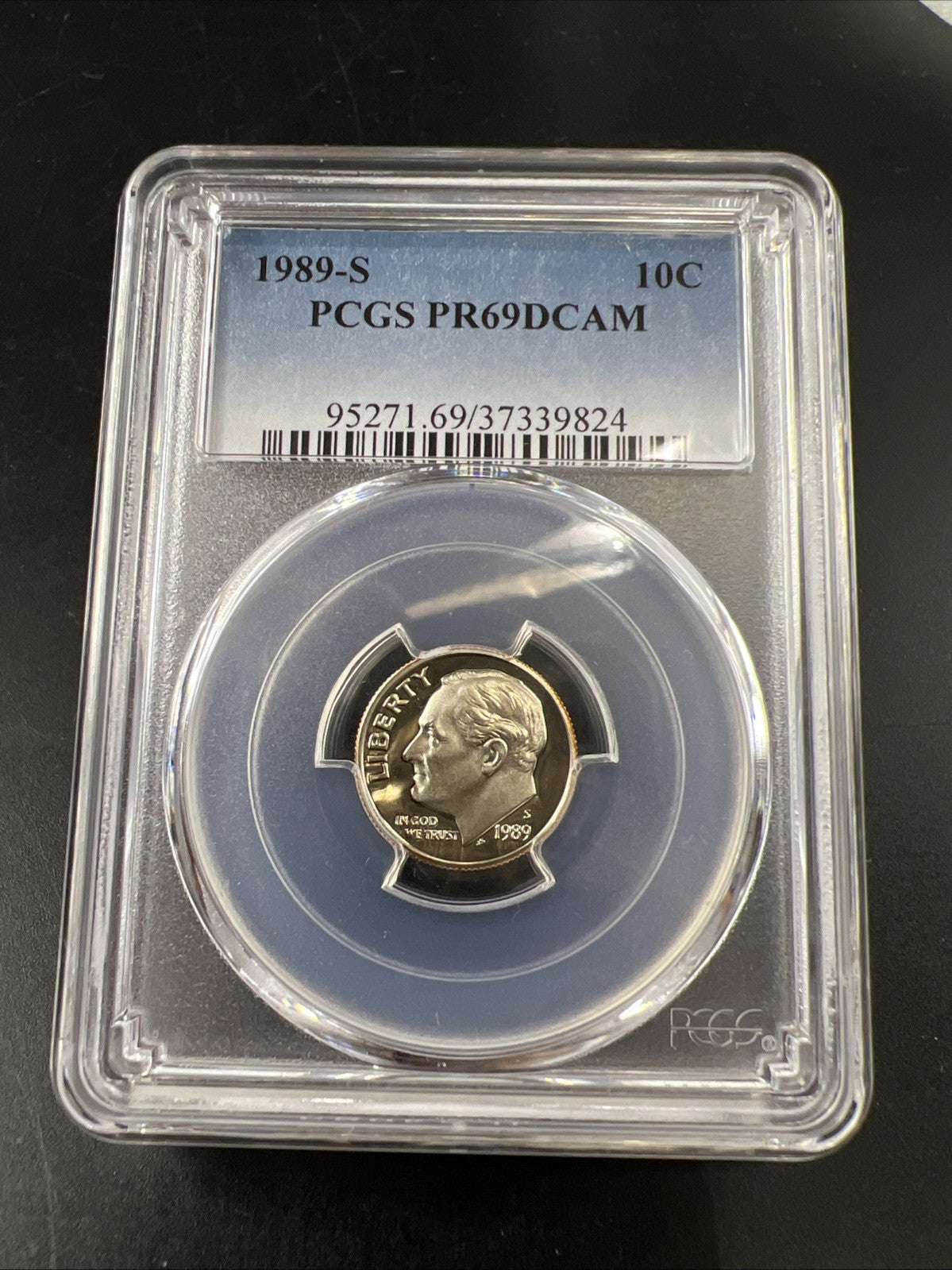1989 S 10c Roosevelt Clad Copper Nickel Dime Coin PCGS PR69 DCAM #824