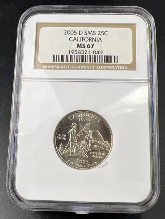 2005 D 25c California State Quarter Coin SMS NGC MS67 #049