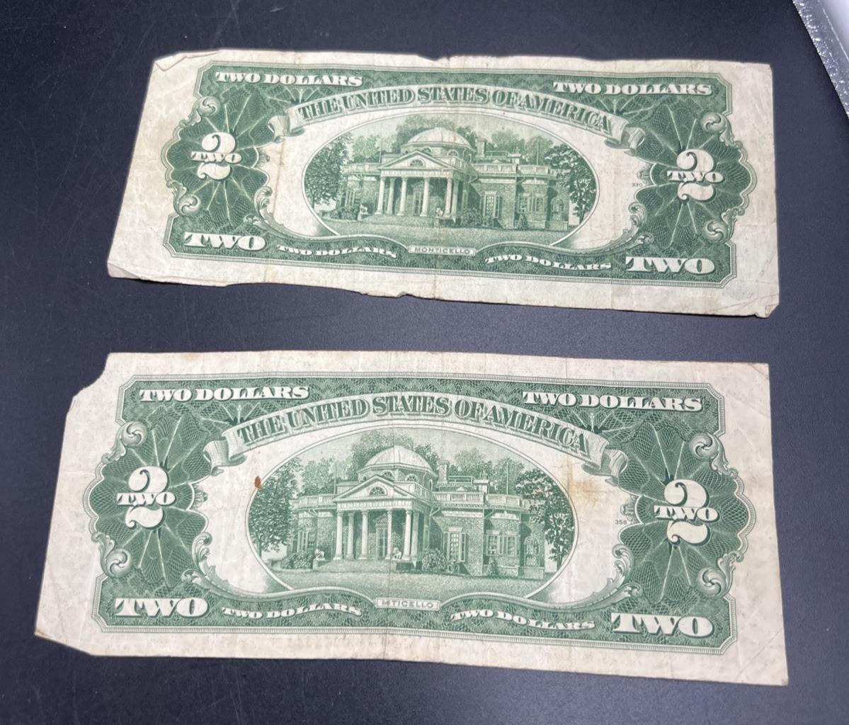 Lot of 2 1928 G $2 Two Dollar Legal Tender Notes Very Circulated #1133