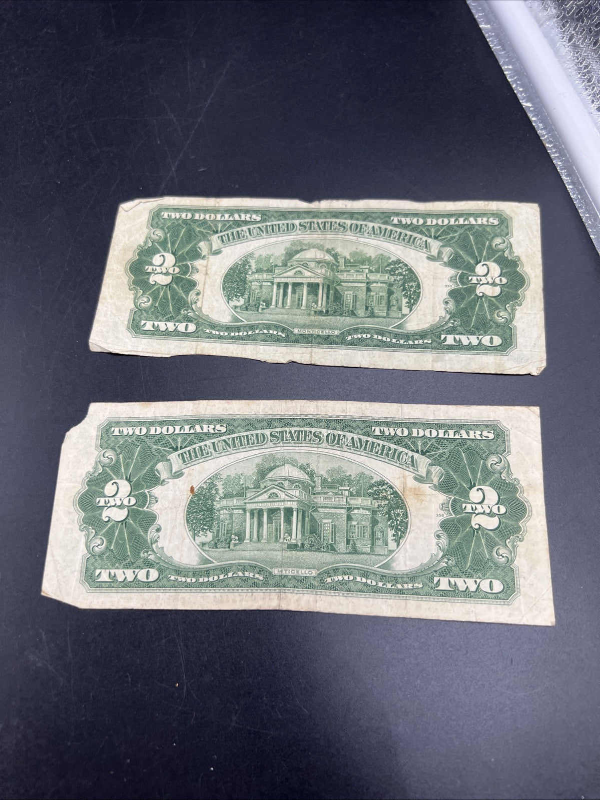 Lot of 2 1928 G $2 Two Dollar Legal Tender Notes Very Circulated #1133