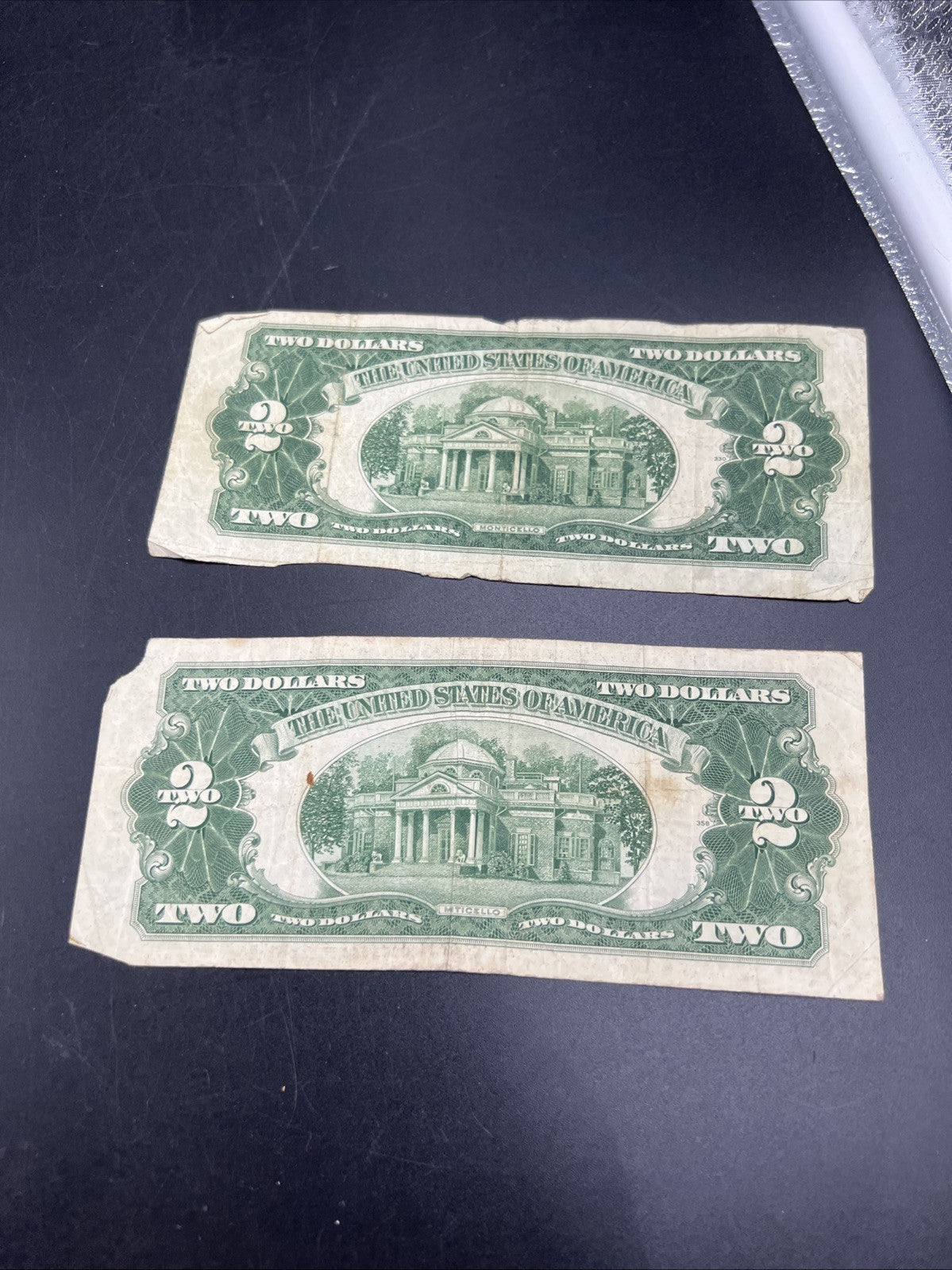 Lot of 2 1928 G $2 Two Dollar Legal Tender Notes Very Circulated #1133
