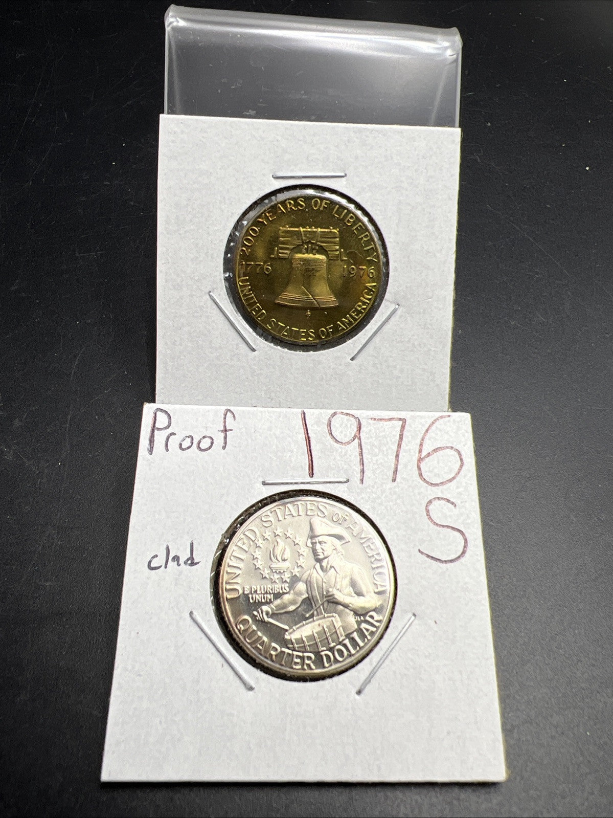 Bicentennial Coin & Medal Lot 1976 S 25c Clad CH Proof & 200 Years of Liberty