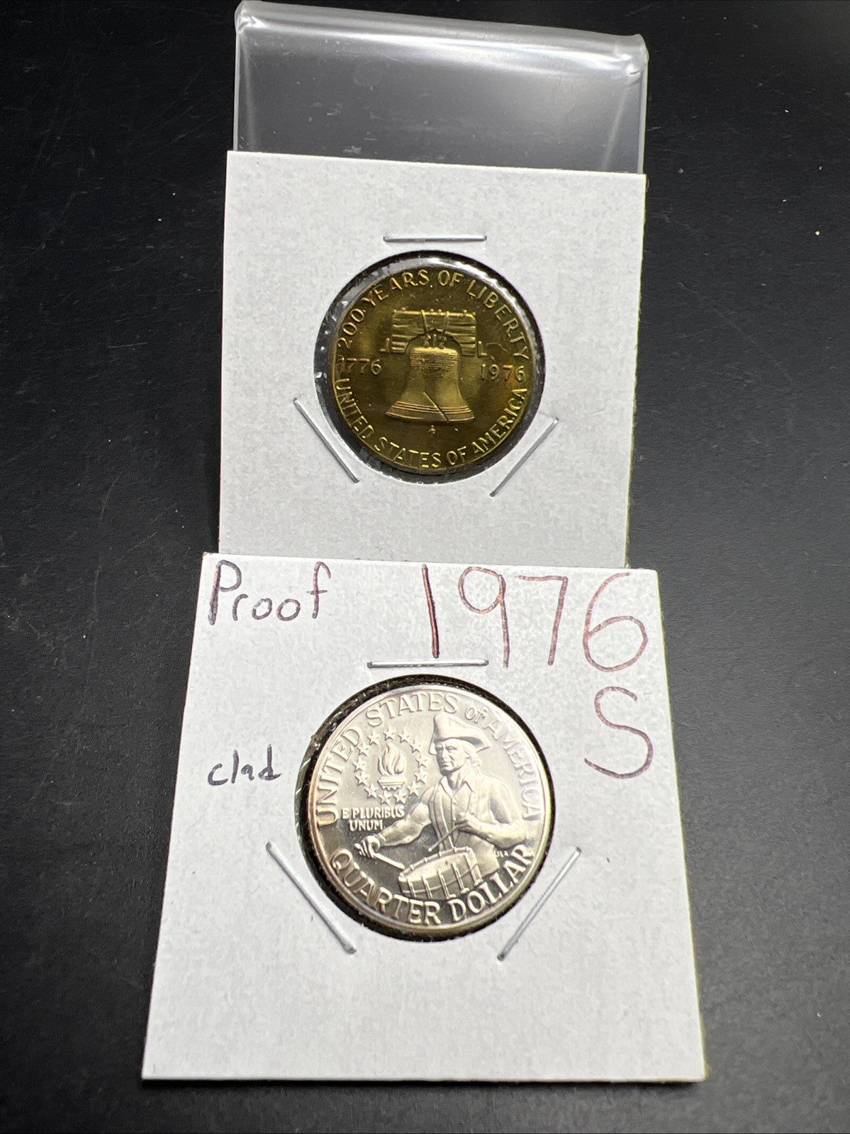 Bicentennial Coin & Medal Lot 1976 S 25c Clad CH Proof & 200 Years of Liberty