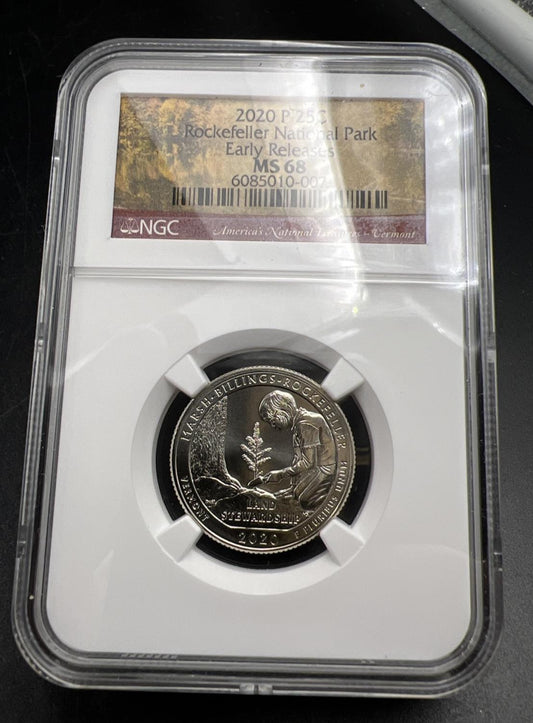 2020 P 25c Marsh Billings Rockefeller National Park Quarter ATB MS68 Gem BU