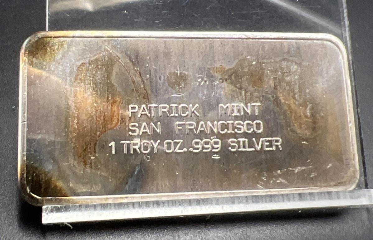July 4th 1973 the Spirit of 1976 1 oz Silver Art Bar Patrick Mint Neat Toning