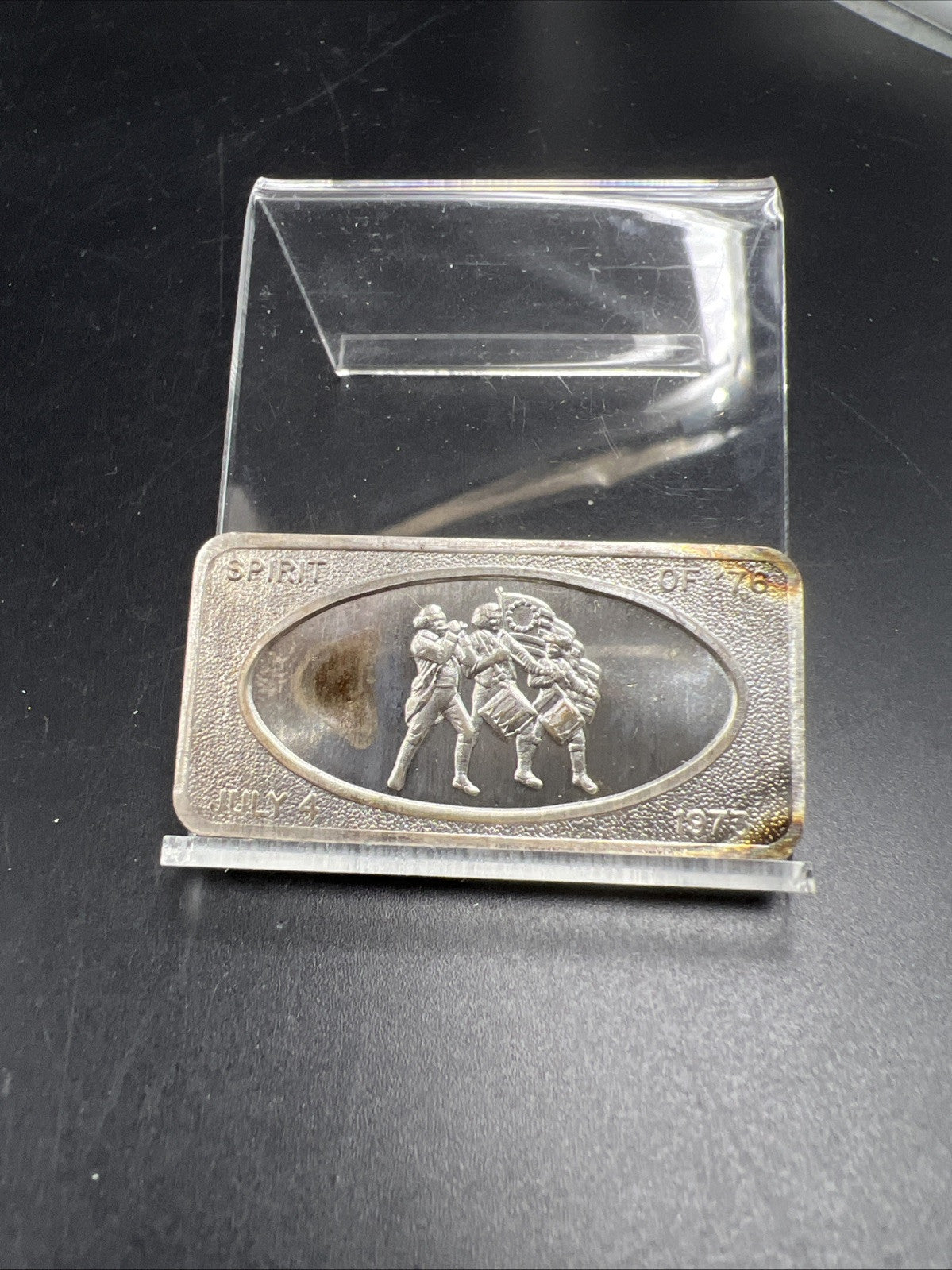July 4th 1973 the Spirit of 1976 1 oz Silver Art Bar Patrick Mint Neat Toning