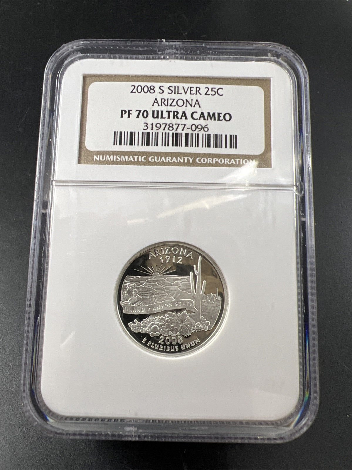 2008 25c Arizona Silver State Quarter Coin NGC PF70 UCAM #096