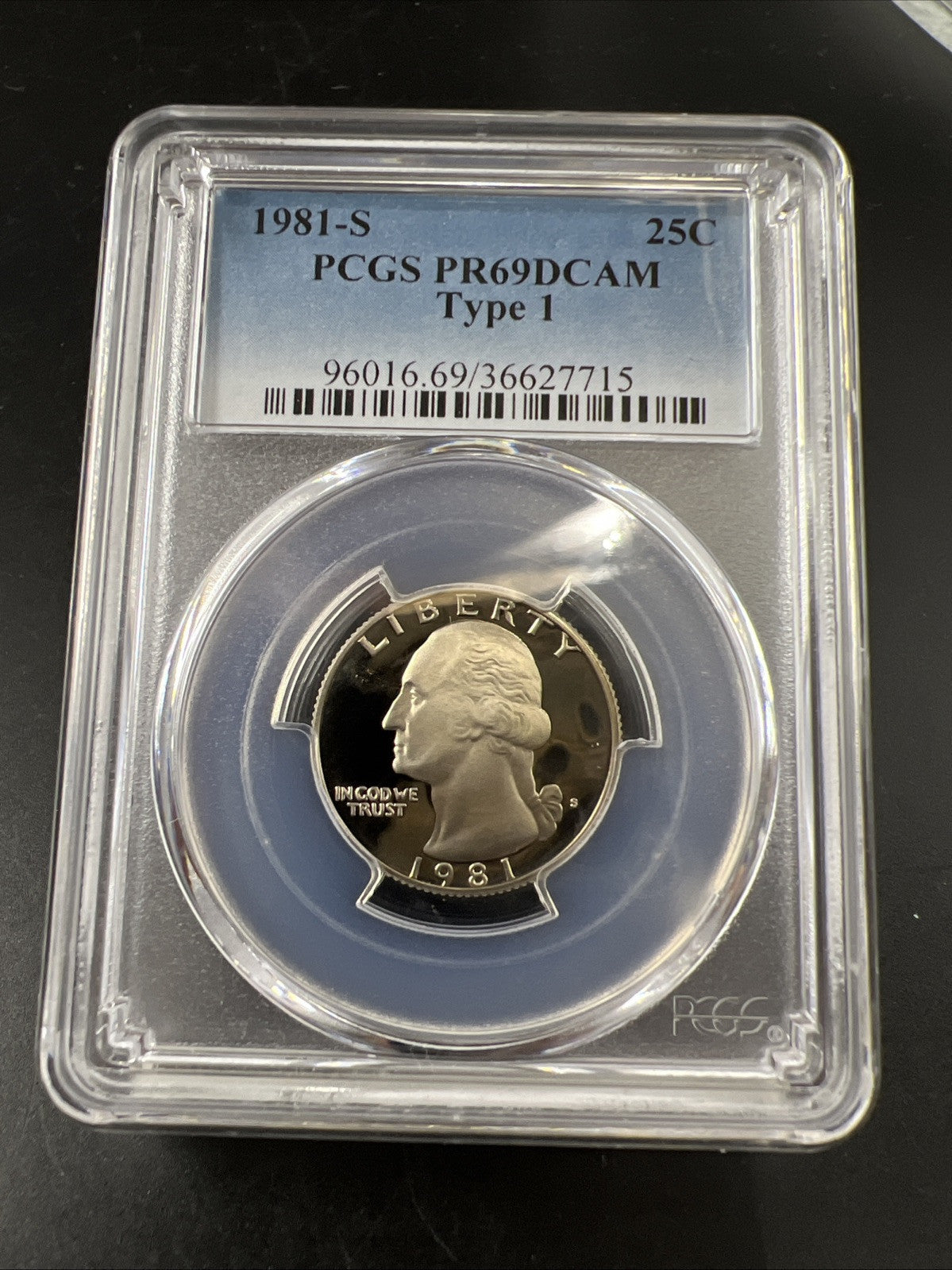 1981 S Type 1 25c Clad Copper Nickel Washington Quarter Coin PCGS PR69 DCAM #864