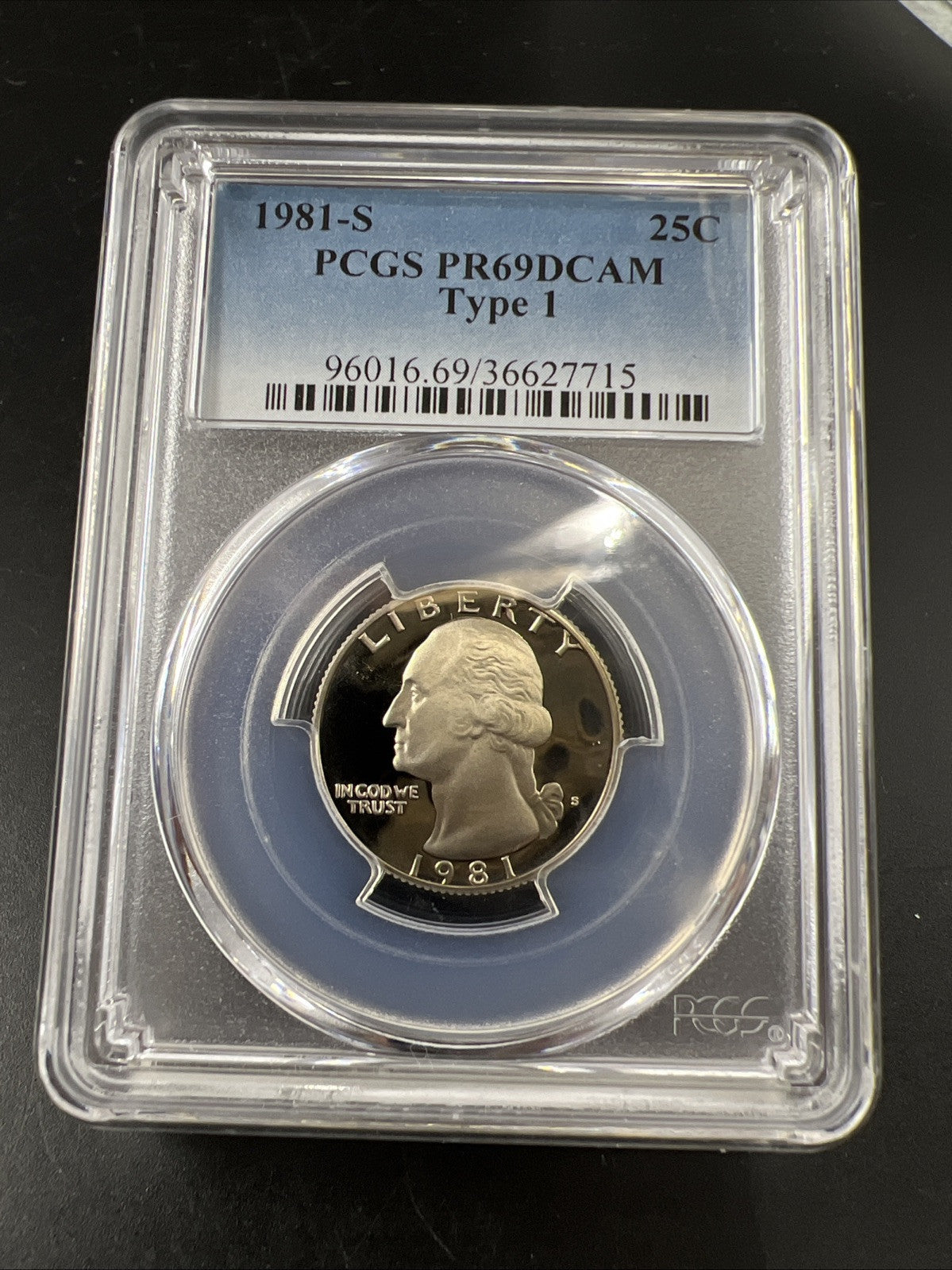 1981 S Type 1 25c Clad Copper Nickel Washington Quarter Coin PCGS PR69 DCAM #864