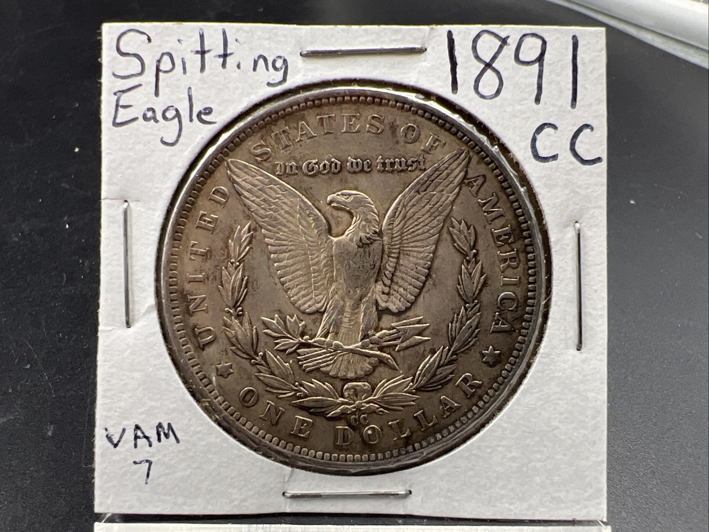 1891 CC $1 Morgan Dollar Coin Choice VF Very Fine Vam 7 Spitting Eagle Variety