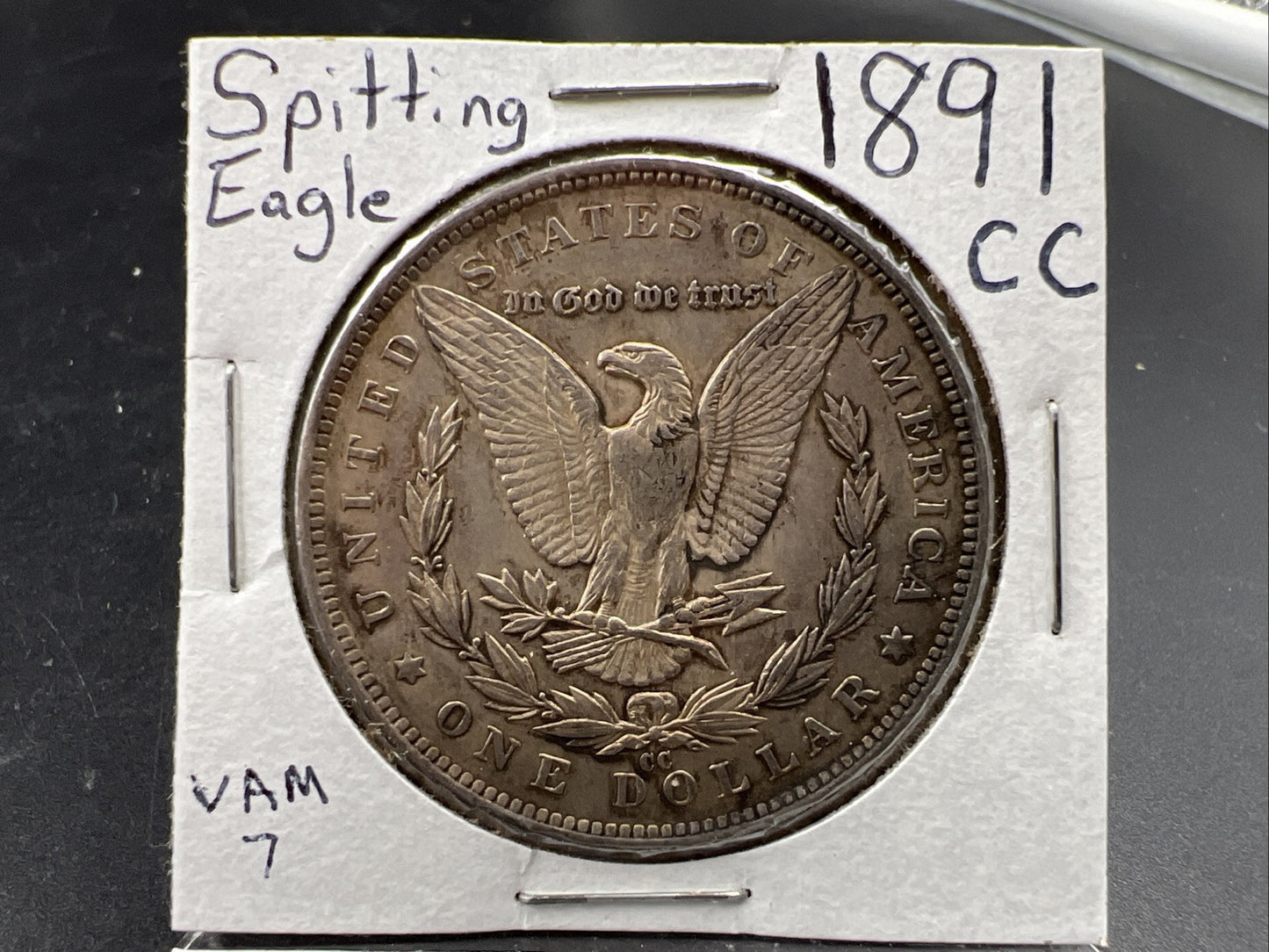 1891 CC $1 Morgan Dollar Coin Choice VF Very Fine Vam 7 Spitting Eagle Variety