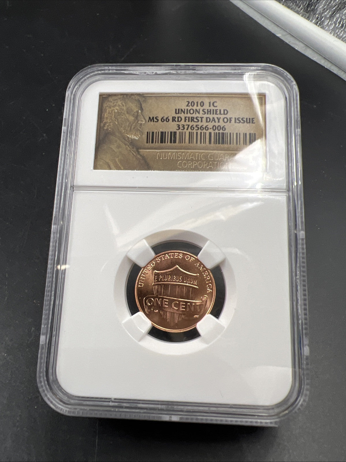 2010 1C Lincoln Union Shield Penny NGC MS66 RD First Day of Issue FDOI